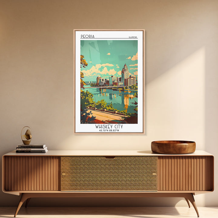 Peoria Illinois Travel Poster, Canvas Print, Vintage Travel Print, City Wall Art, Retro Travel Poster, City Art Print, Travel Prints