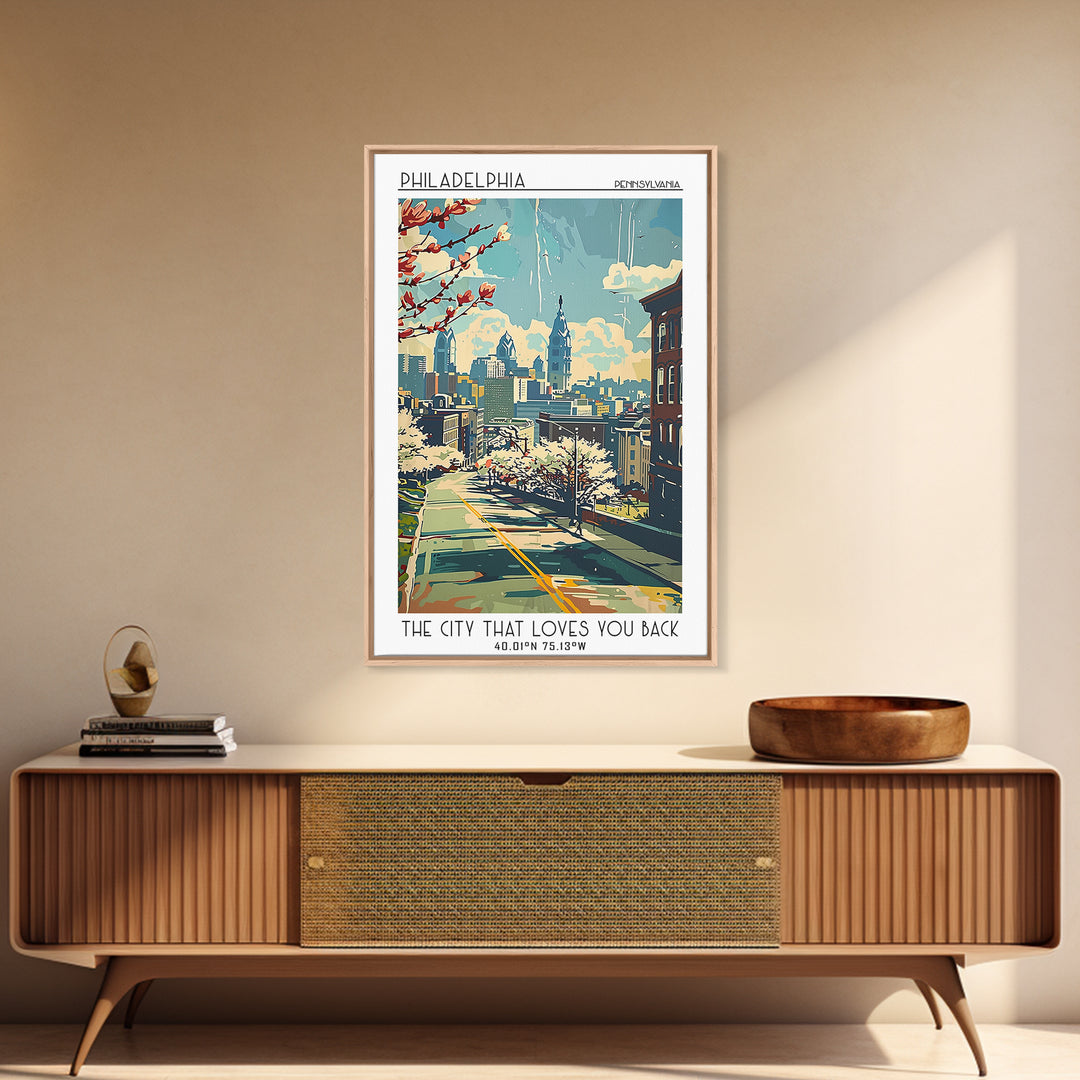 Philadelphia Travel Poster, Canvas Print, City Travel Poster, Vintage City Poster, Travel Prints, Mid Century Wall Art, Poster Print