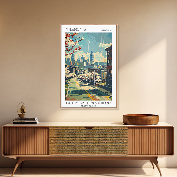 Philadelphia Travel Poster, Canvas Print, City Travel Poster, Vintage City Poster, Travel Prints, Mid Century Wall Art, Poster Print