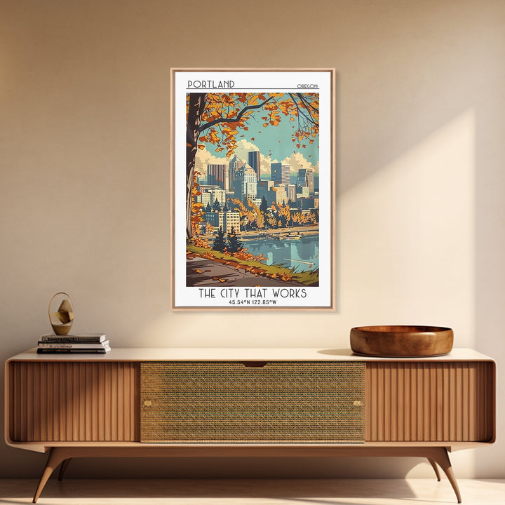 Portland Oregon Travel Poster, Canvas Print, City Travel Poster, Travel Wall Art, Poster Print, City Illustration, Travel Wall Decor