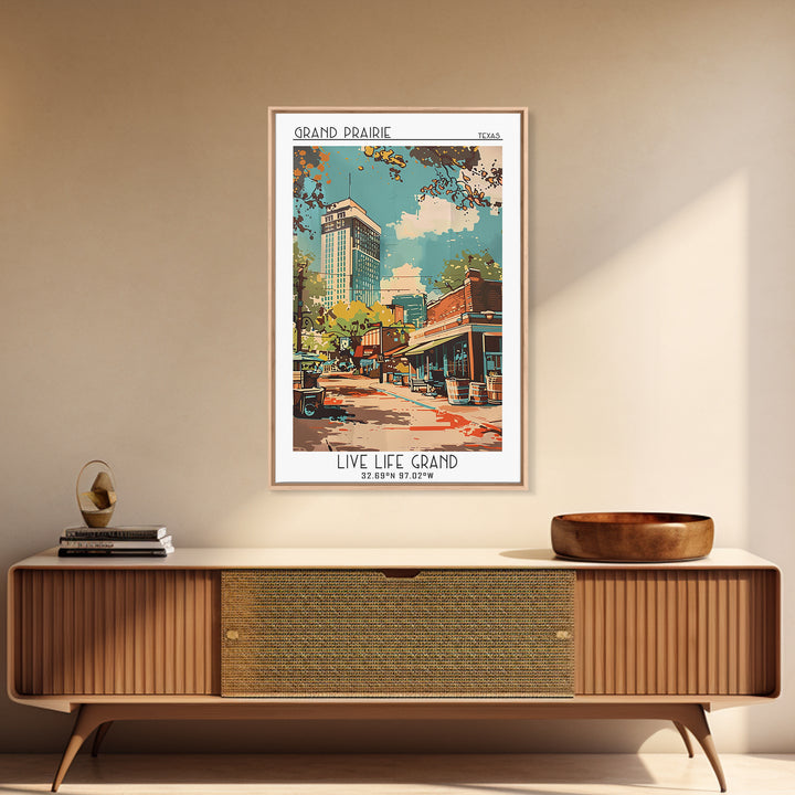Grand Prairie Travel Poster, Canvas Print, Retro Travel Poster, City Wall Art, Poster Art, Travel Prints, Home Decor, City Art Print
