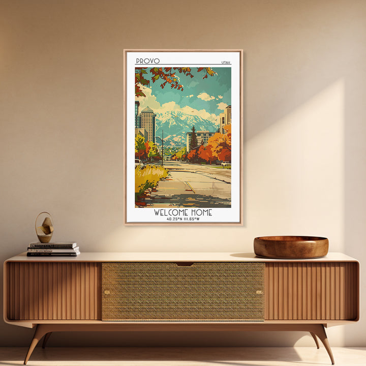 Provo Utah Travel Poster, Framed Canvas Print, City Travel Poster, Vintage City Poster, Retro Travel Print, Poster Art, Travel Print