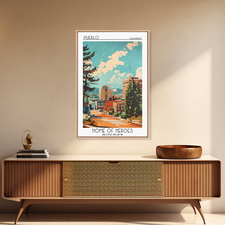 Pueblo Travel Poster, Canvas Print, City Travel Poster, Travel Wall Decor, Travel Posters, Landscape Art, Wanderlust Gift, Art Print