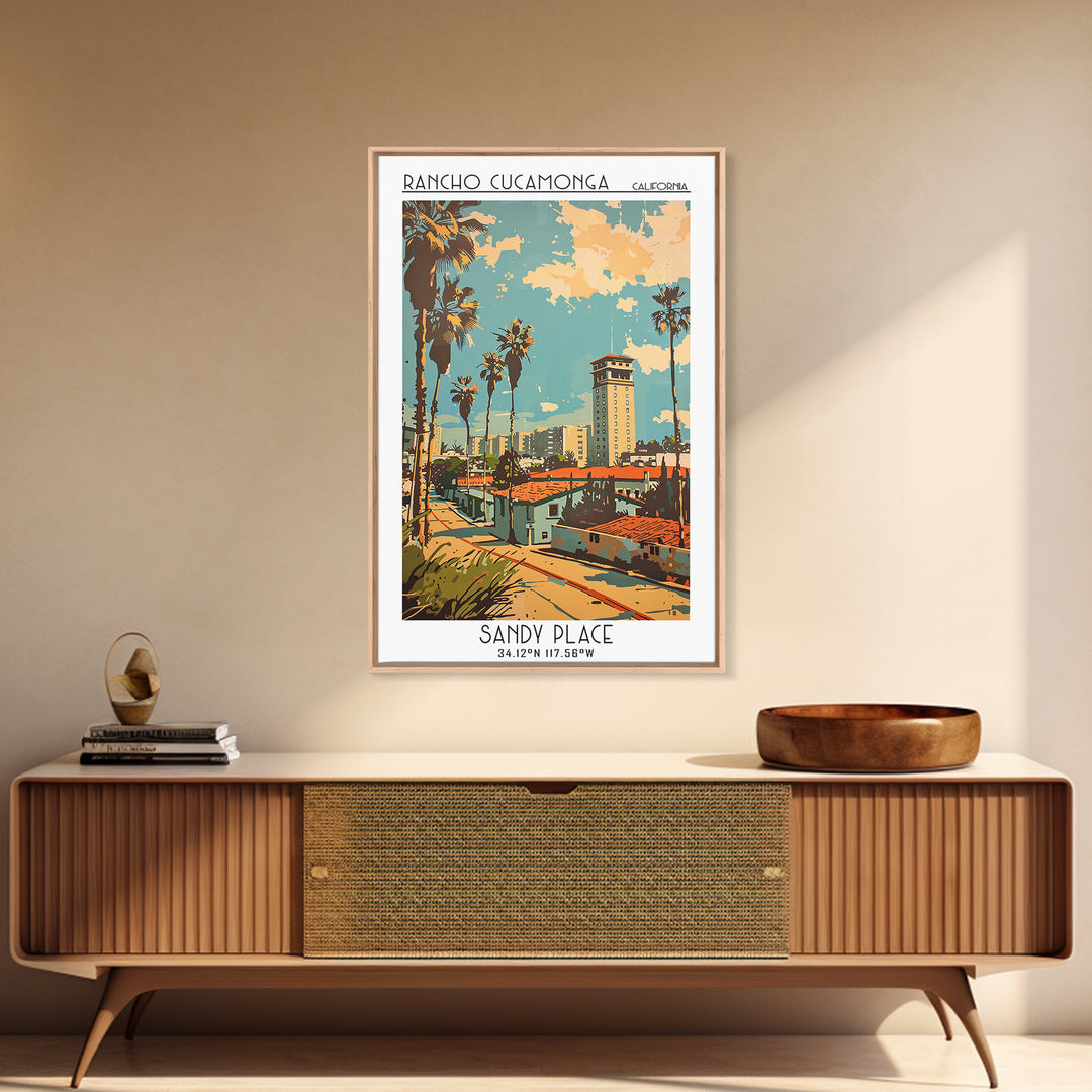 Rancho Cucamonga Travel Poster, Canvas Print, Vintage Travel Print, City Wall Art, Fine Art Print, City Illustration, Travel Posters
