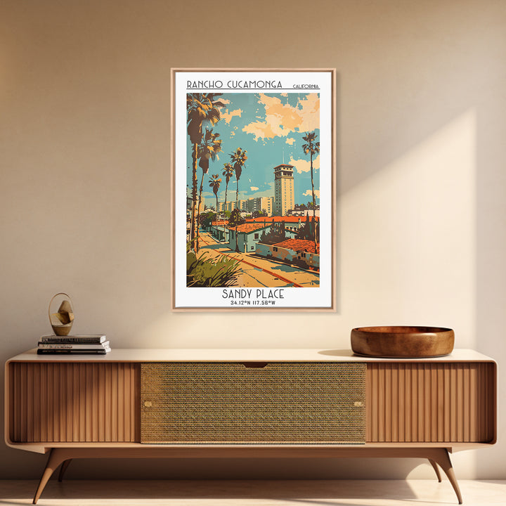 Rancho Cucamonga Travel Poster, Canvas Print, Vintage Travel Print, City Wall Art, Fine Art Print, City Illustration, Travel Posters