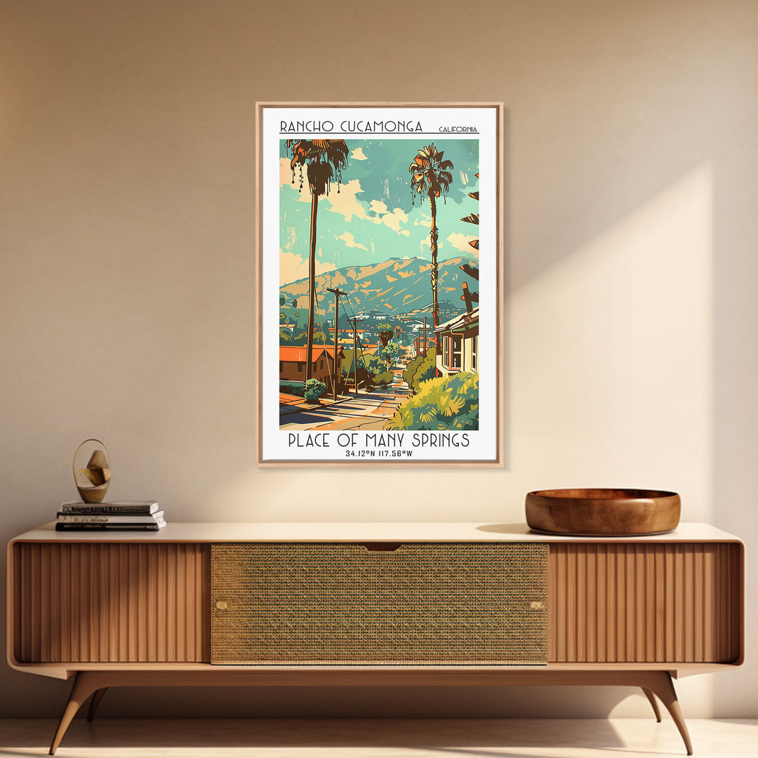Rancho Cucamonga California Travel Poster, Framed Canvas Print, City Travel Poster, Vintage City Poster, Travel Prints, Travel Print