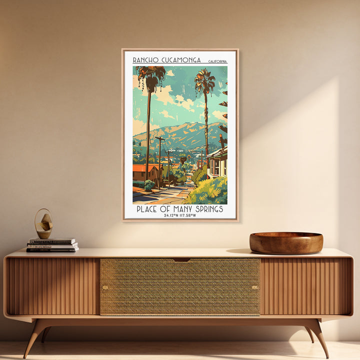 Rancho Cucamonga California Travel Poster, Framed Canvas Print, City Travel Poster, Vintage City Poster, Travel Prints, Travel Print
