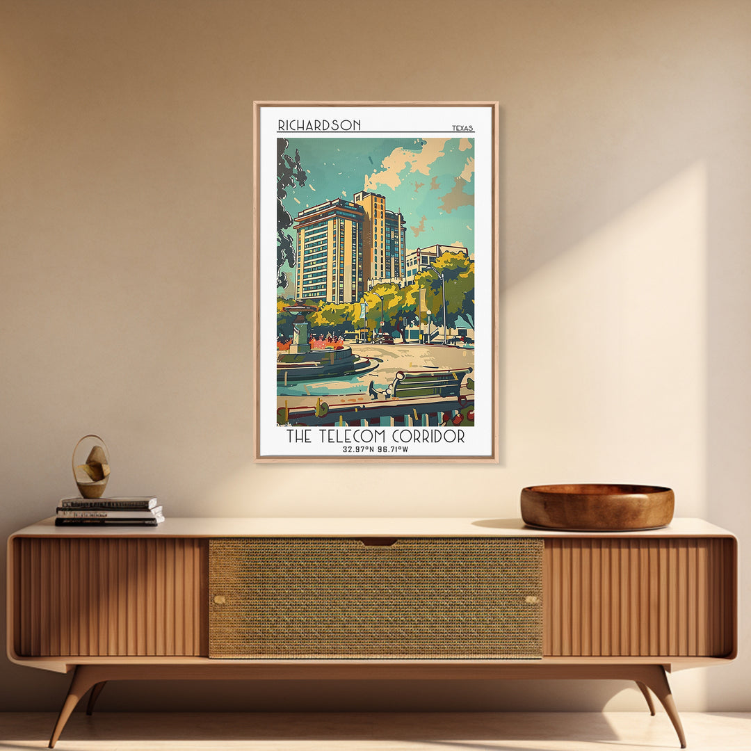 Richardson Travel Poster, Framed Canvas Print, Poster Print, Travel Wall Art, City Art Print, Travel Decor, Travel Posters, Wall Art