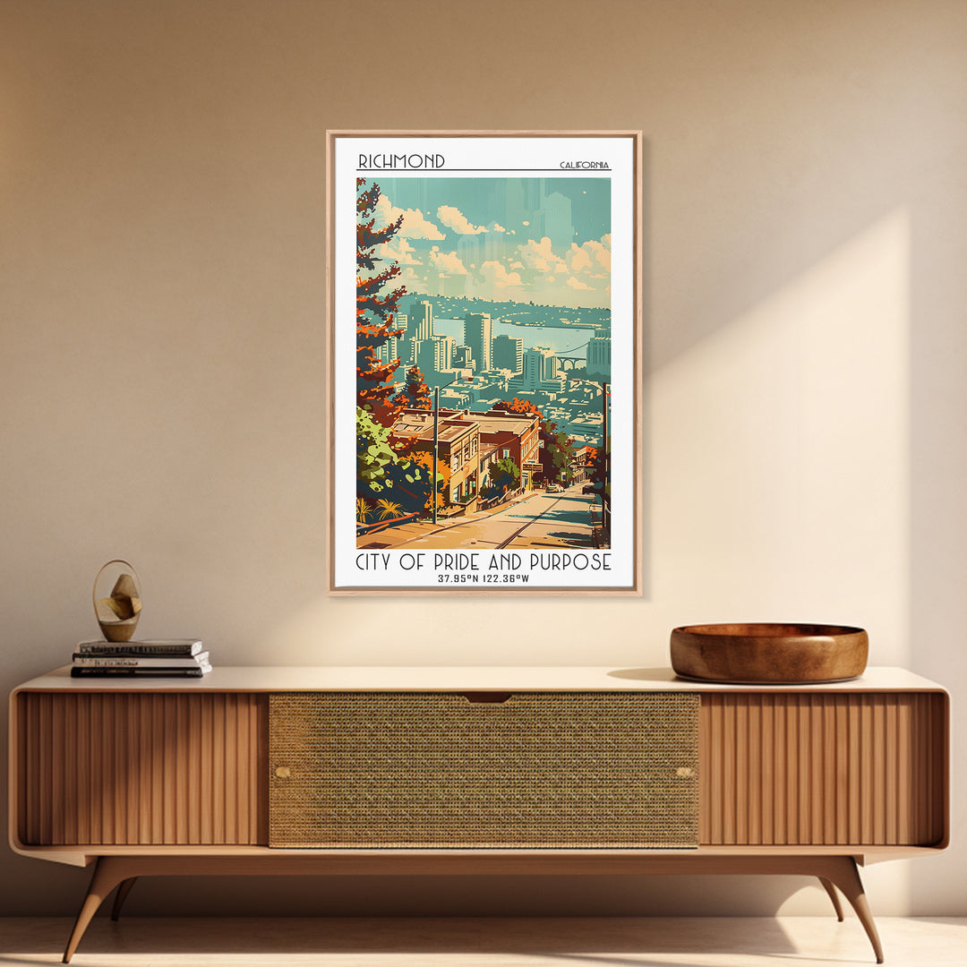Richmond California Travel Poster, Canvas Print, Travel Wall Art, City Wall Art, Home Office Decor, Minimalist Poster, Landscape Art