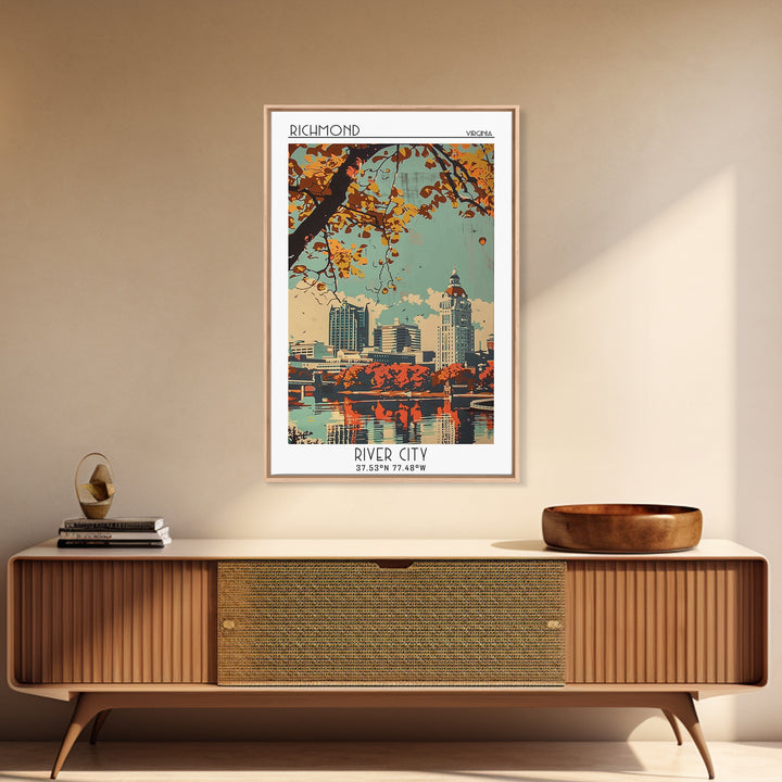 Richmond Virginia Travel Poster, Framed Canvas Print, City Art Print, Travel Wall Art, Travel Art Print, Poster Art, Vintage Posters
