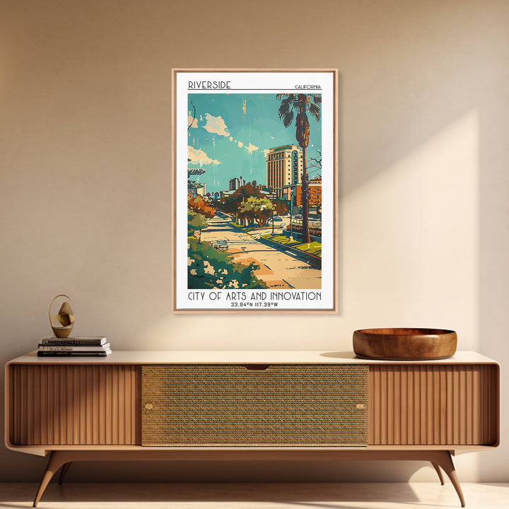 Riverside Travel Poster, Canvas Print, Retro Wall Art, Travel Print, Wall Art, Retro Travel Poster, Colorful Wall Art, Landscape Art
