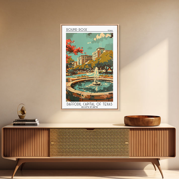 Round Rock Texas Travel Poster, Canvas Print, Travel Art Print, Modern Wall Decor, Travel Print, Retro Travel Poster, Retro Wall Art