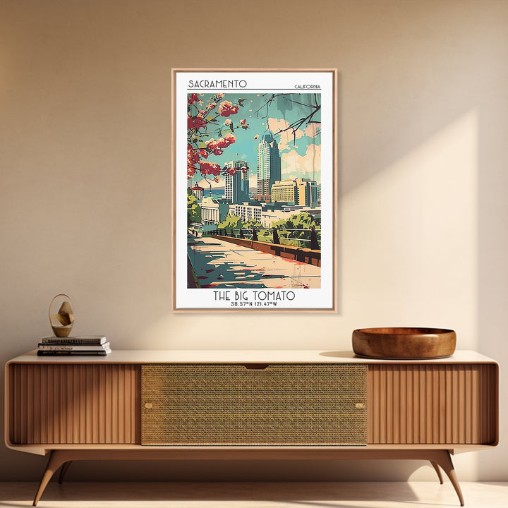 Sacramento California Travel Poster, Framed Canvas Print, Retro Travel Poster, City Wall Art, Vintage Travel Print, Gallery Wall Set