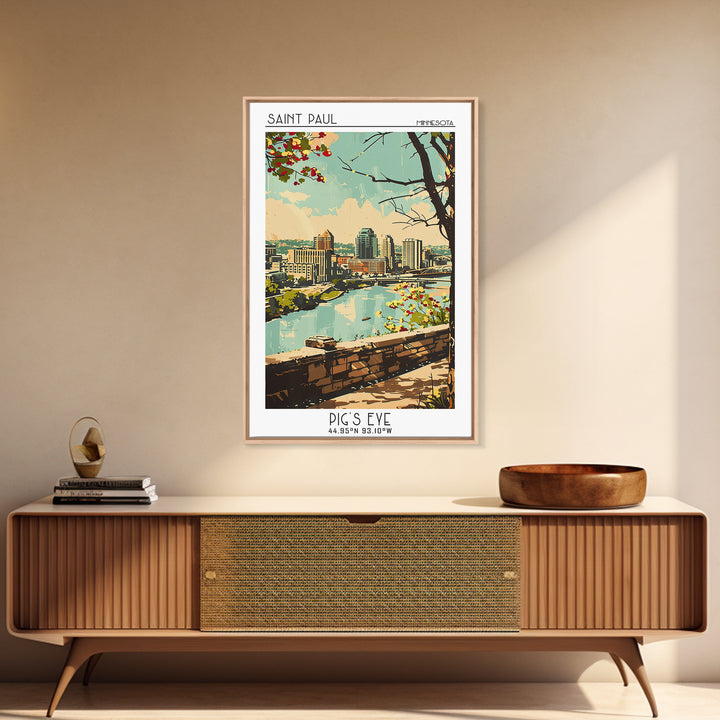 Saint Paul Minnesota Travel Poster, Framed Canvas Print, City Travel Poster, Vintage City Poster, Retro Travel Print, Retro Wall Art
