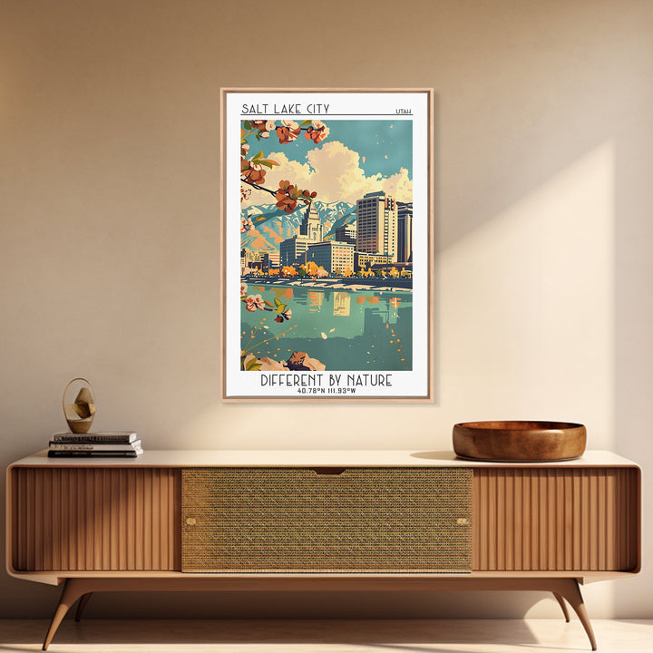 Salt Lake City Travel Poster, Canvas Print, City Travel Poster, Travel Wall Decor, Retro Wall Art, Minimalist Poster, Fine Art Print