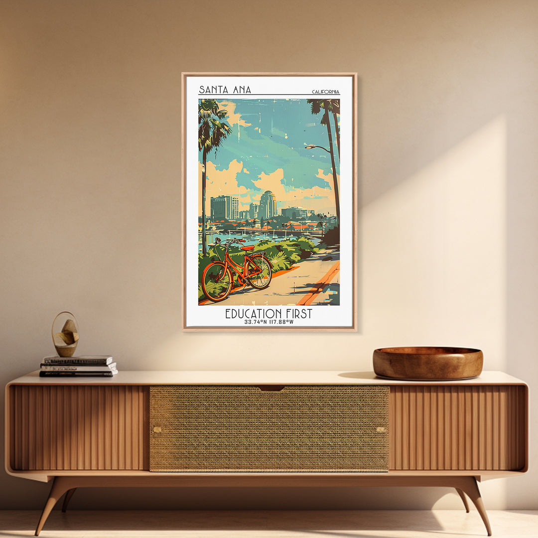 Santa Ana California Travel Poster, Framed Canvas Print, City Travel Poster, Travel Wall Decor, Minimalist Poster, City Illustration