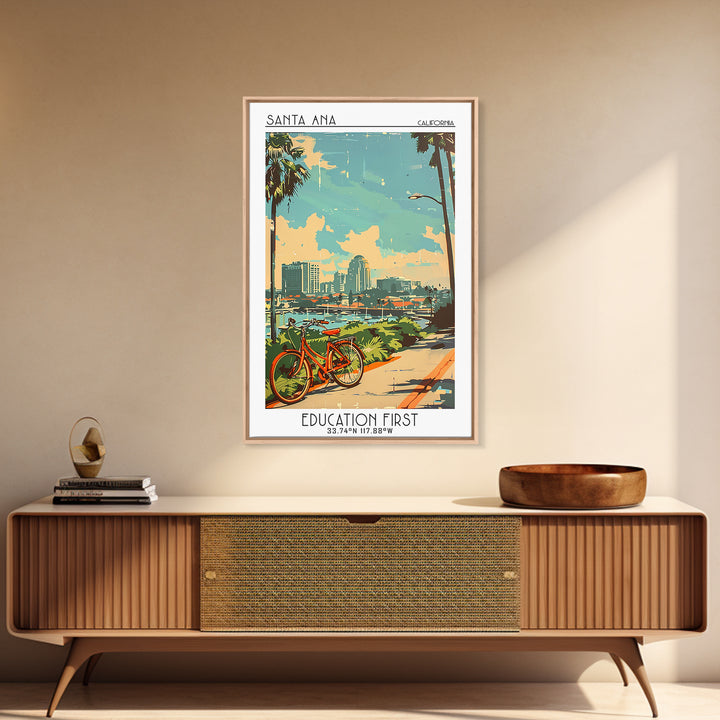 Santa Ana California Travel Poster, Framed Canvas Print, City Travel Poster, Travel Wall Decor, Minimalist Poster, City Illustration