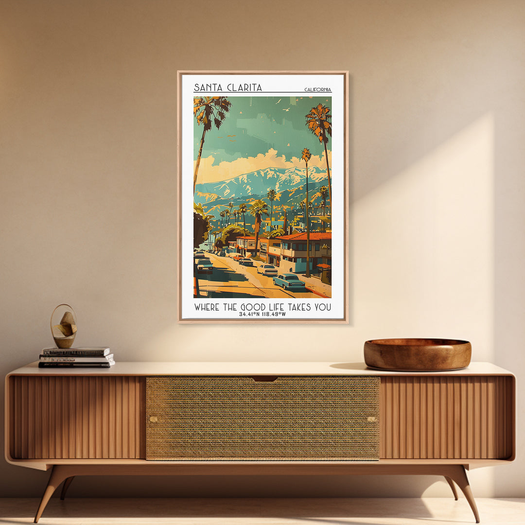 Santa Clarita California Travel Poster, Framed Canvas Print, City Travel Poster, Travel Wall Art, Home Decor, Travel Decor, Wall Art