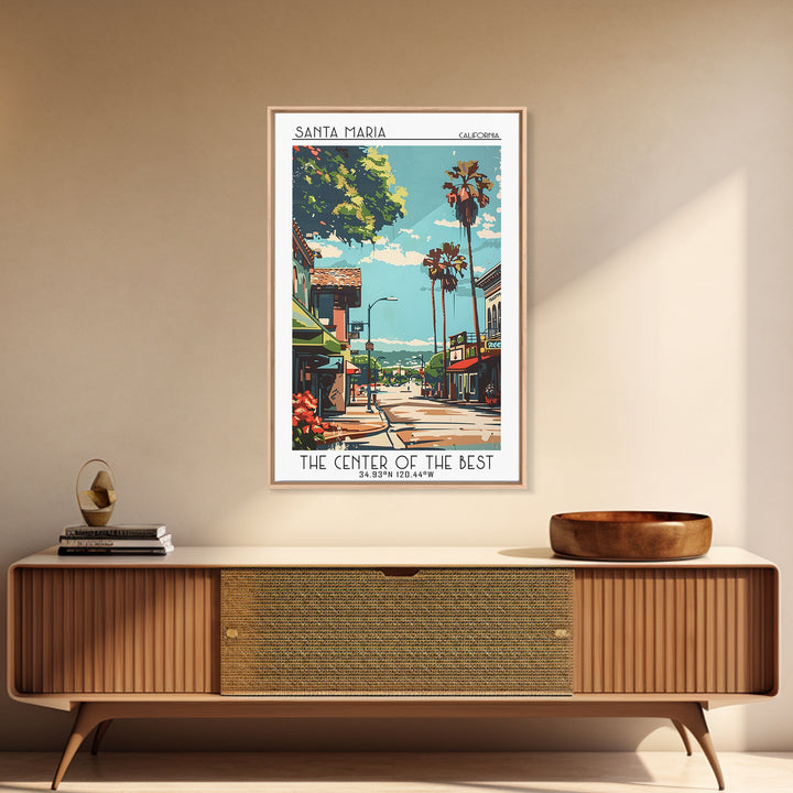 Santa Maria Travel Poster, Framed Canvas Print, Retro Wall Art, Travel Print, Vintage Travel Print, Mid Century Wall Art, Poster Art