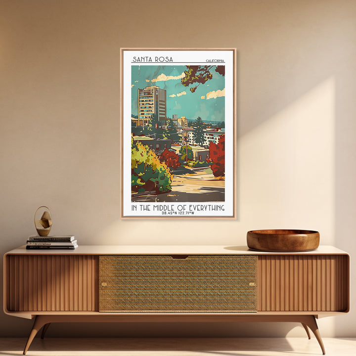 Santa Rosa Travel Poster, Canvas Print, Travel Wall Decor, Minimalist Poster, Poster Art, Travel Prints, Wall Art, City Illustration