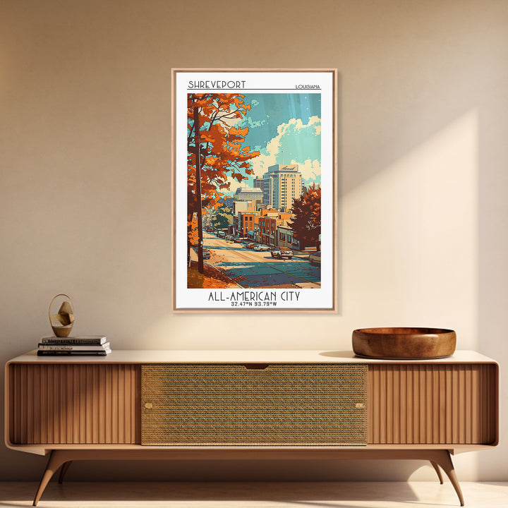 Shreveport Louisiana Travel Poster, Canvas Print, Travel Prints, Landscape Art, Travel Wall Art, Retro Travel Poster, City Art Print