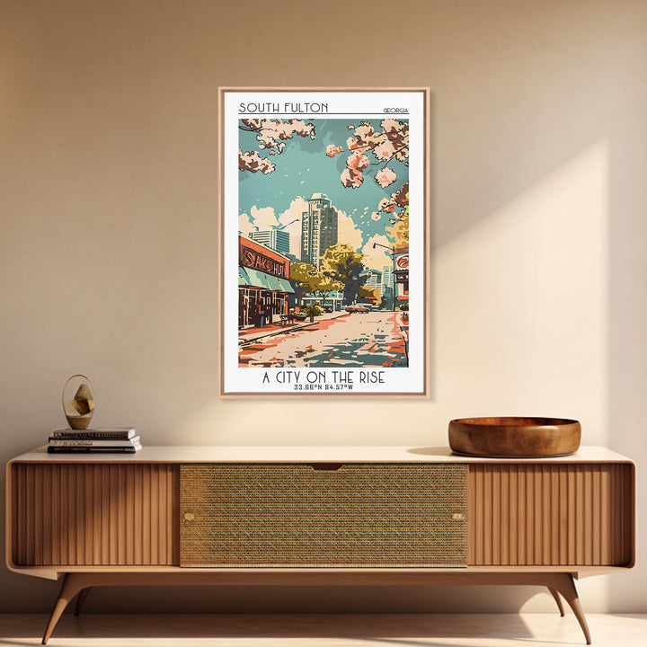 South Fulton Travel Poster, Framed Canvas Print, Vintage Travel Print, City Wall Art, Poster Print, Mid Century Wall Art, Poster Art