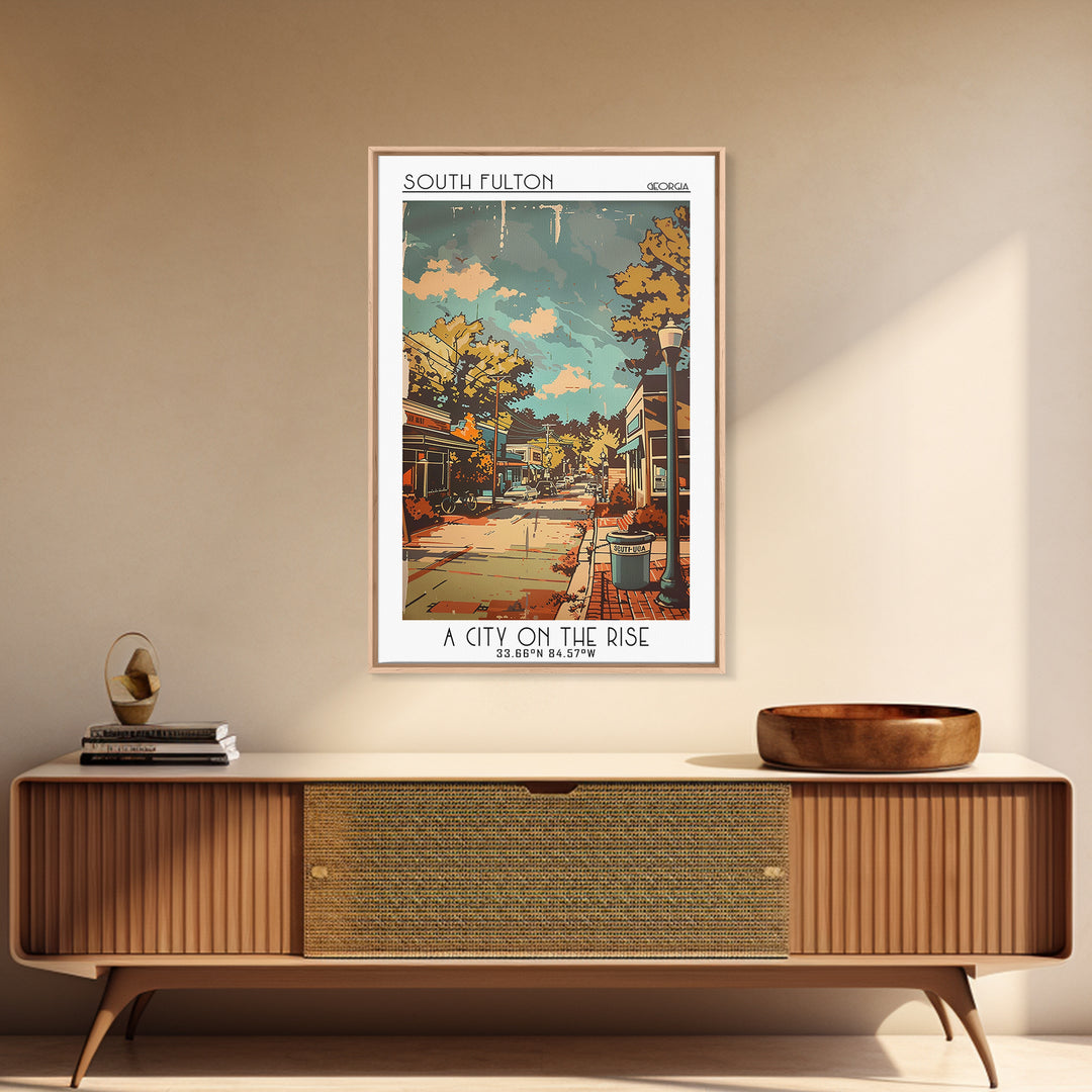 South Fulton Georgia Travel Poster, Canvas Print, Vintage Travel Print, City Wall Art, Travel Posters, Travel Wall Art, Travel Print