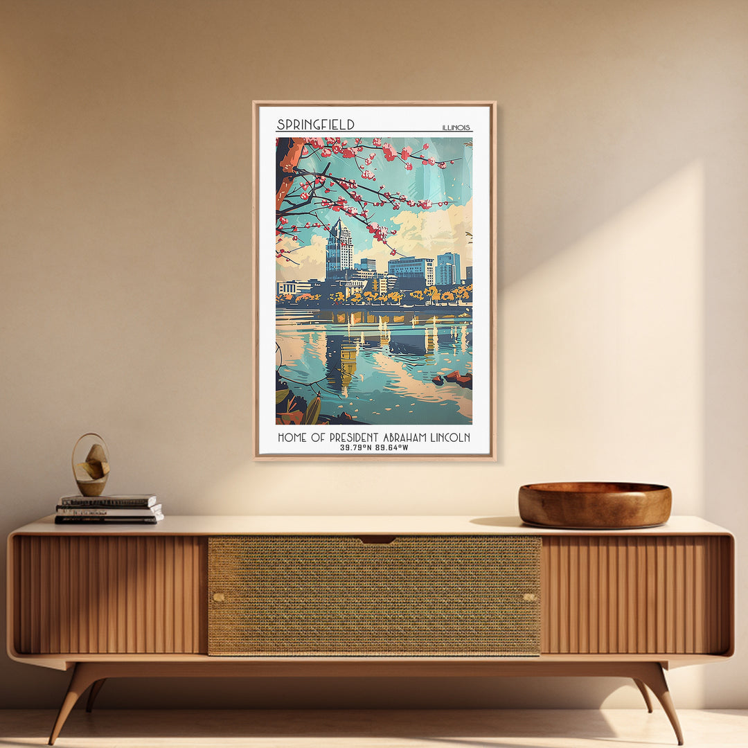 Springfield Travel Poster, Framed Canvas Print, City Travel Poster, Travel Wall Decor, Travel Prints, Travel Decor, Gallery Wall Set