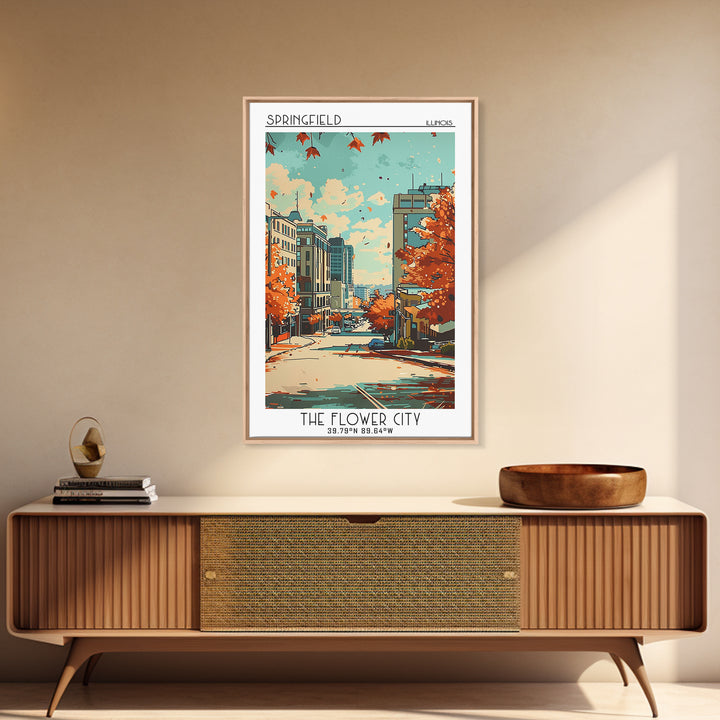 Springfield Illinois Travel Poster, Canvas Print, Vintage Travel Print, City Wall Art, Living Room Wall Art, Wall Art, Travel Prints