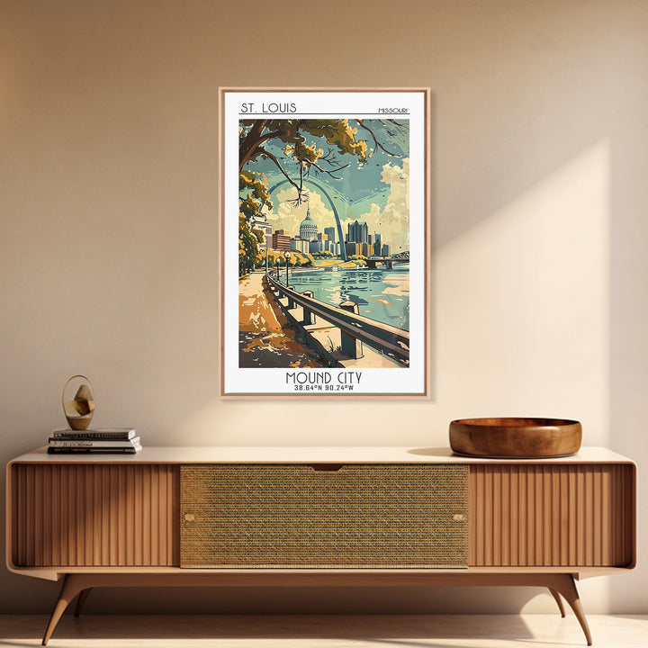 St Louis Travel Poster, Framed Canvas Print, Vintage Travel Print, City Wall Art, Vintage City Poster, Travel Prints, Vintage Travel