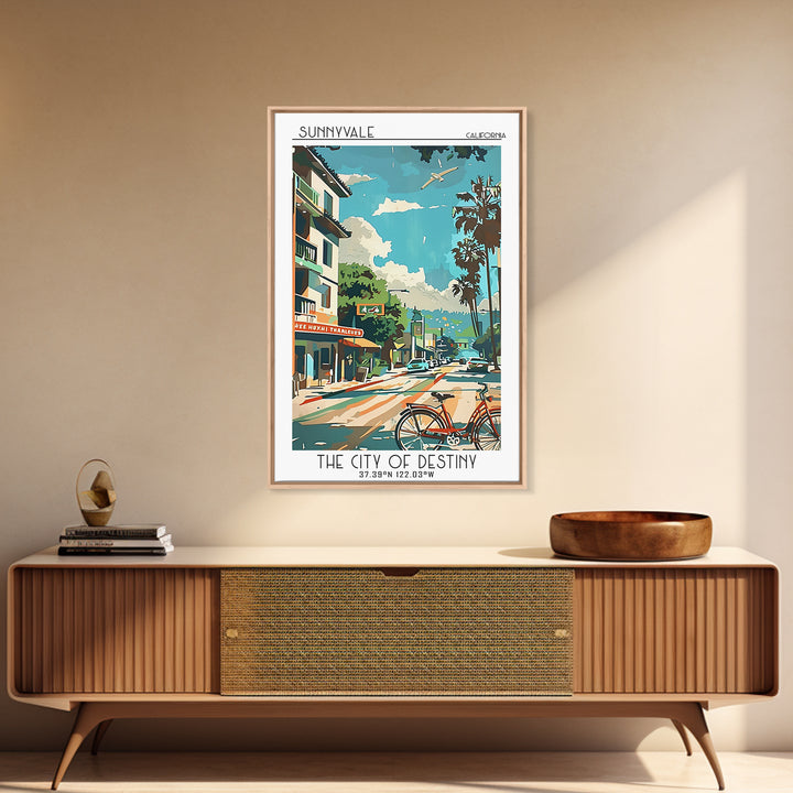 Sunnyvale California Travel Poster, Canvas Print, Retro Travel Poster, City Wall Art, Travel Posters, Retro Wall Art, City Art Print