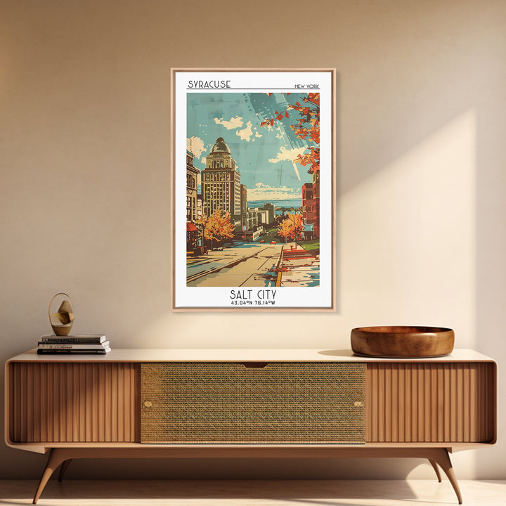 Syracuse New York Travel Poster, Framed Canvas Print, Vintage Travel Print, City Wall Art, Living Room Wall Art, Retro Travel Poster