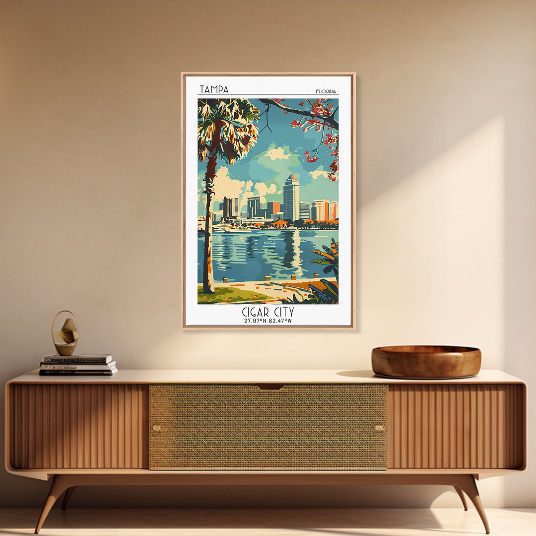 Tampa Travel Poster, Canvas Print, Retro Travel Poster, City Wall Art, Travel Print, Travel Prints, Home Decor, Living Room Wall Art
