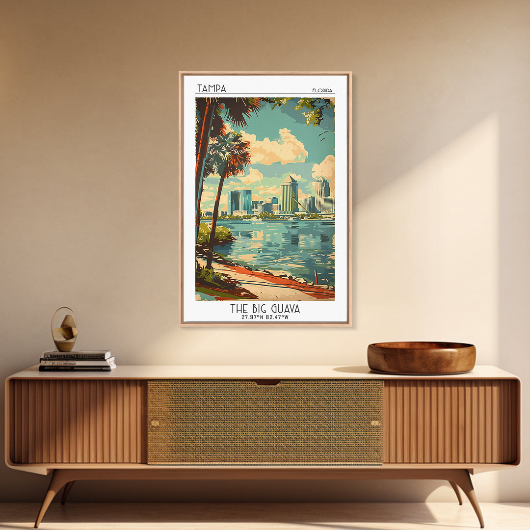 Tampa Florida Travel Poster, Canvas Print, Travel Wall Art, City Wall Art, Gallery Wall Set, City Art Print, Travel Prints, Wall Art