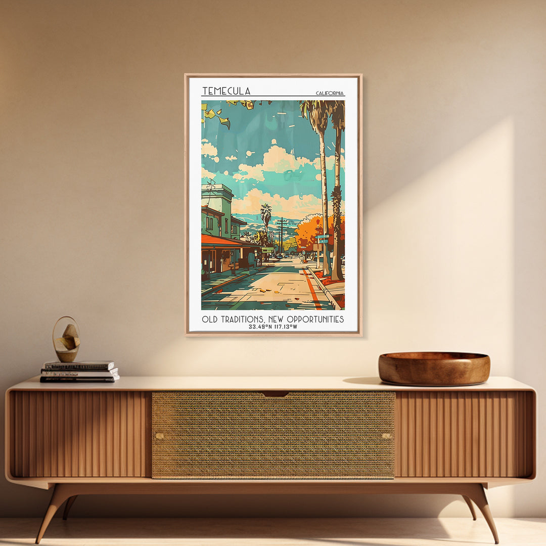 Temecula Travel Poster, Framed Canvas Print, City Art Print, Travel Wall Art, Travel Decor, Wanderlust Gift, Travel Print, Art Print