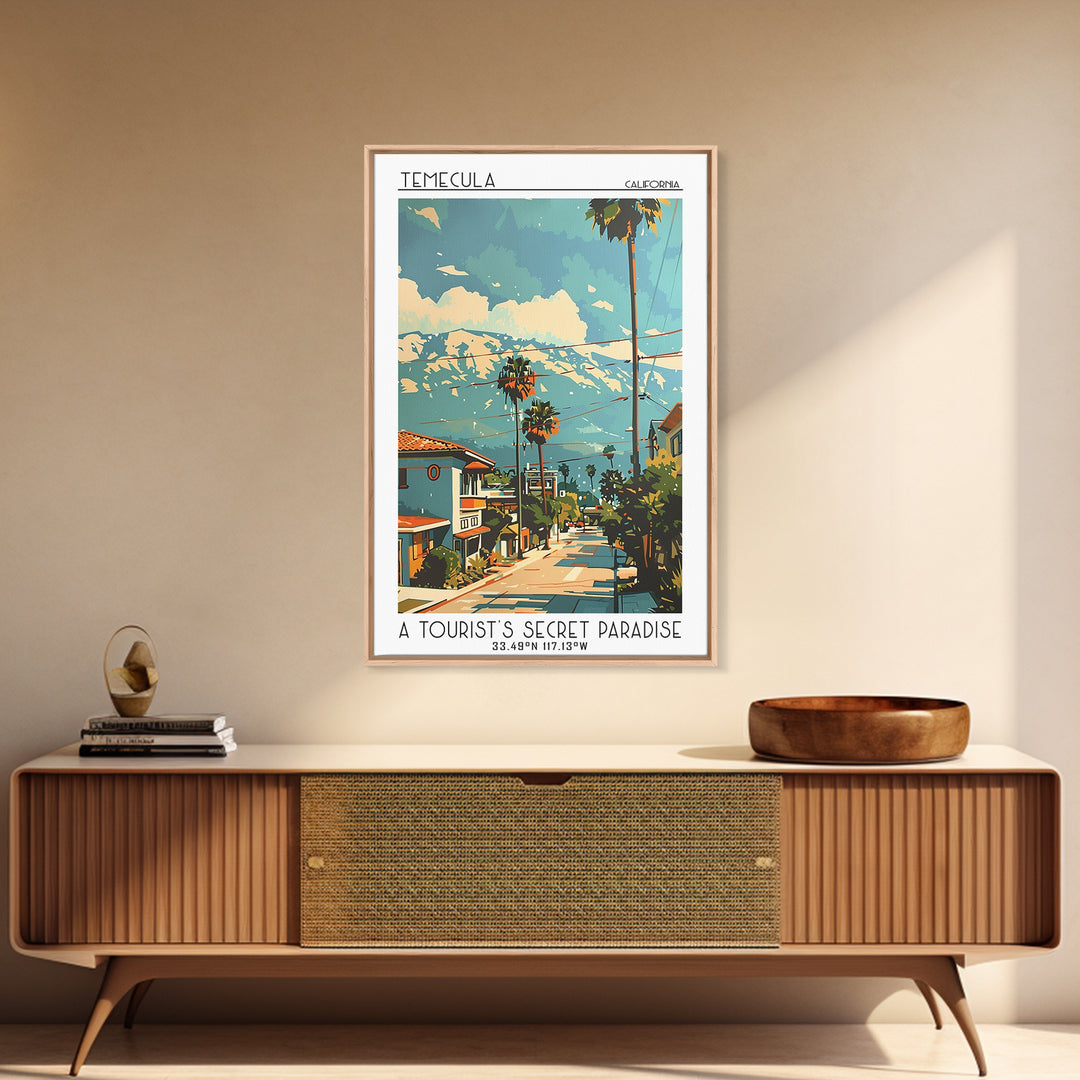 Temecula California Travel Poster, Canvas Print, Retro Wall Art, Travel Print, Travel Posters, Modern Wall Decor, City Travel Poster