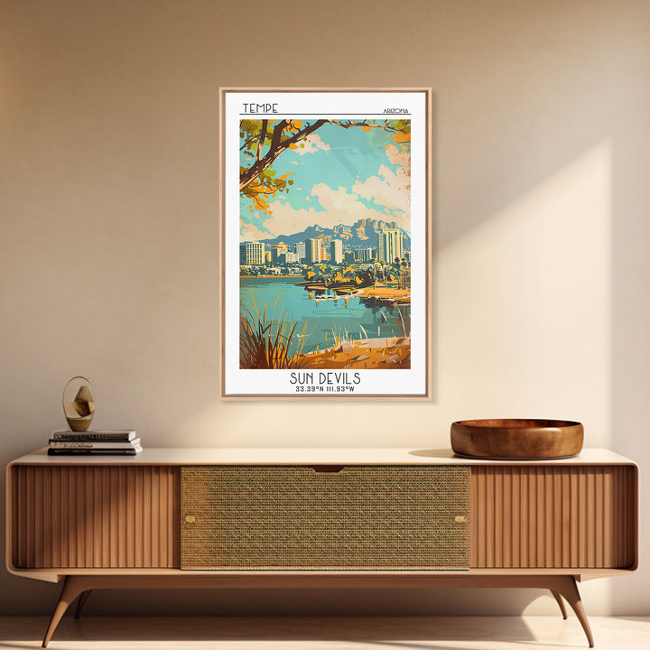 Tempe Arizona Travel Poster, Canvas Print, City Travel Poster, Travel Wall Art, Minimalist Poster, Colorful Wall Art, Travel Posters