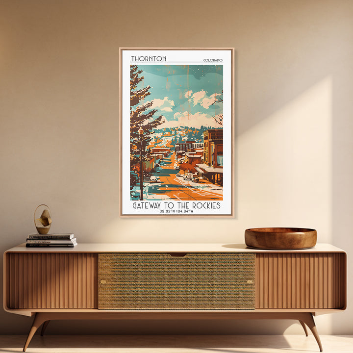 Thornton Travel Poster, Framed Canvas Print, City Art Print, Travel Wall Art, Travel Prints, City Illustration, Living Room Wall Art