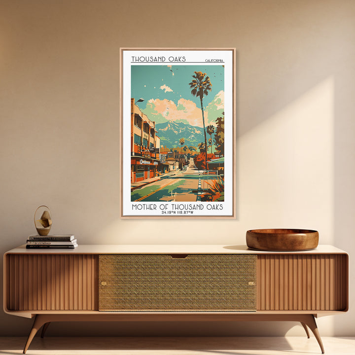 Thousand Oaks California Travel Poster, Canvas Print, Retro Travel Poster, City Wall Art, Wall Art, Mid Century Wall Art, Home Decor