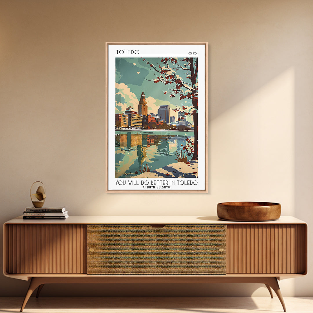 Toledo Travel Poster, Framed Canvas Print, Travel Prints, Landscape Art, Retro Travel Poster, City Travel Poster, Retro Travel Print