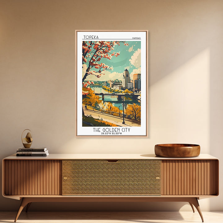 Topeka Travel Poster, Canvas Print, City Travel Poster, Travel Wall Decor, Retro Travel Poster, Fine Art Print, Living Room Wall Art
