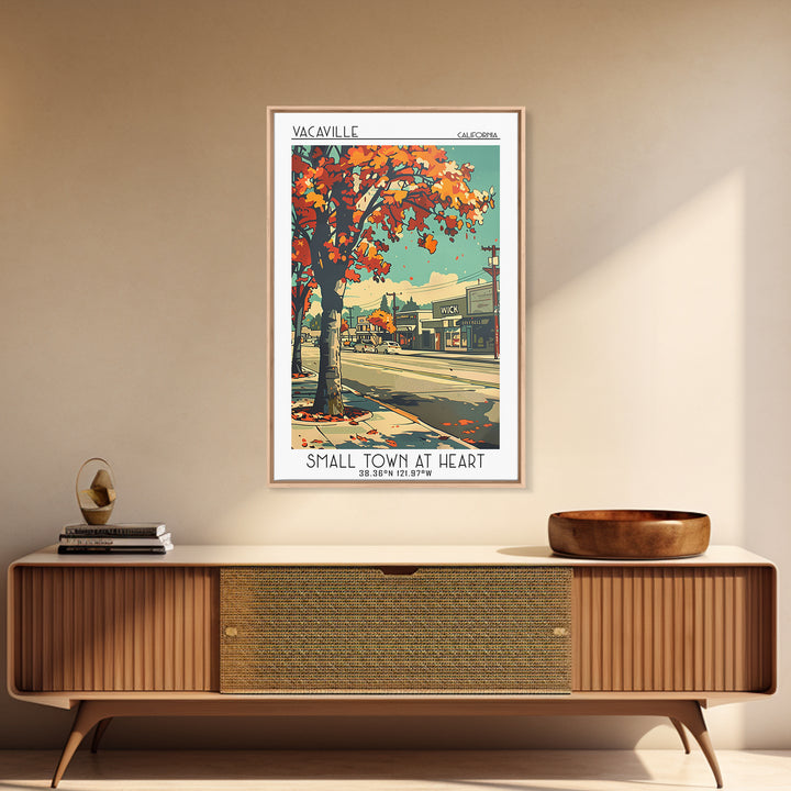 Vacaville Travel Poster, Framed Canvas Print, City Travel Poster, Travel Wall Art, City Illustration, Living Room Wall Art, Wall Art