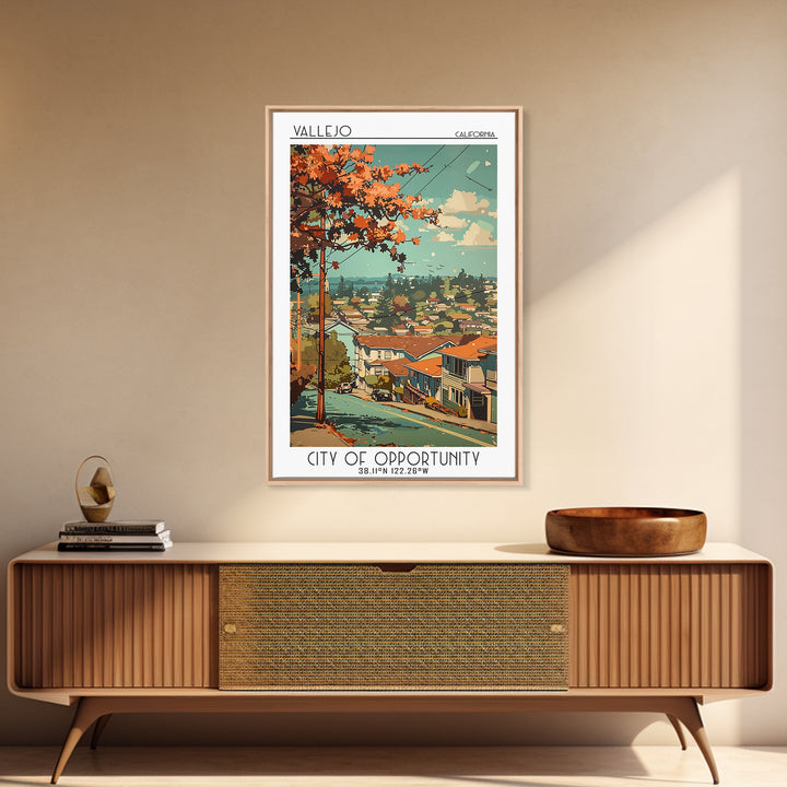 Vallejo Travel Poster, Framed Canvas Print, Travel Art Print, Modern Wall Decor, Travel Wall Decor, City Art Print, Gallery Wall Set