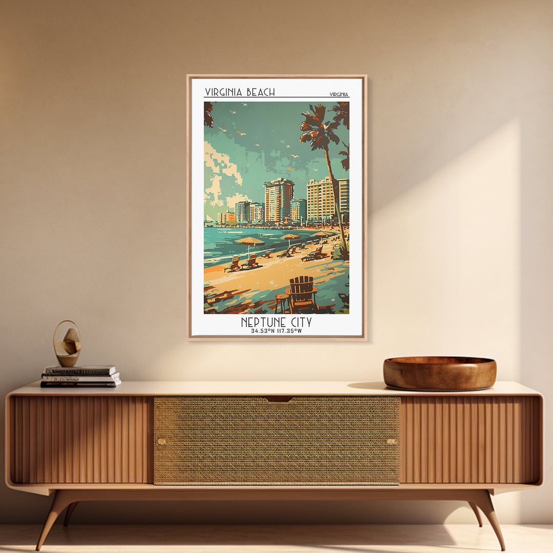 Virginia Beach Virginia Travel Poster, Canvas Print, City Art Print, Travel Wall Art, Vintage Travel Art, Travel Print, Poster Print