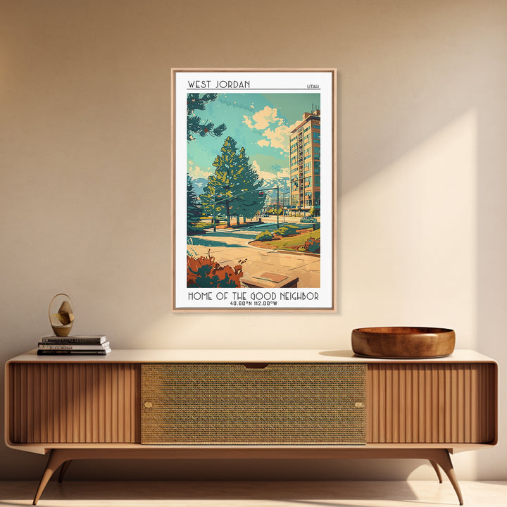 West Jordan Travel Poster, Framed Canvas Print, Poster Print, Travel Wall Art, Retro Travel Poster, Gallery Wall Set, Vintage Poster