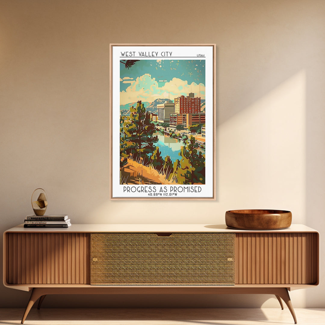 West Valley City Travel Poster, Canvas Print, Retro Travel Poster, City Wall Art, Travel Posters, Minimalist Poster, Travel Wall Art
