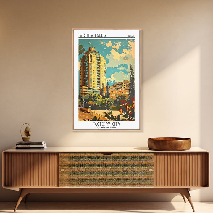 Wichita Falls Travel Poster, Framed Canvas Print, City Travel Poster, Vintage City Poster, Vintage Travel Art, Art Print, Poster Art