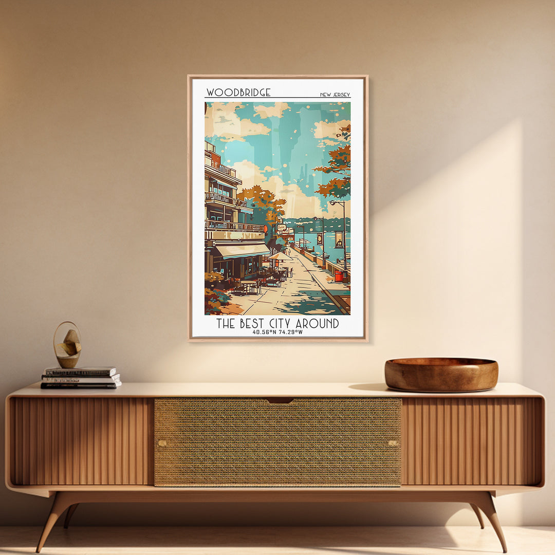 Woodbridge New Jersey Travel Poster, Canvas Print, City Travel Poster, Travel Wall Art, Retro Wall Art, Travel Print, Fine Art Print