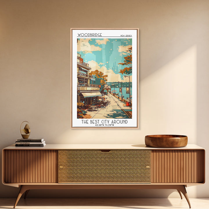 Woodbridge New Jersey Travel Poster, Canvas Print, City Travel Poster, Travel Wall Art, Retro Wall Art, Travel Print, Fine Art Print