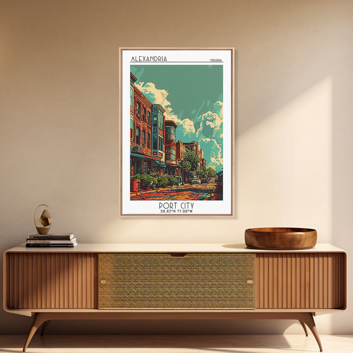 Alexandria Travel Poster, Framed Canvas Print, Travel Art Print, Modern Wall Decor, City Travel Poster, Wall Art, Retro Travel Print